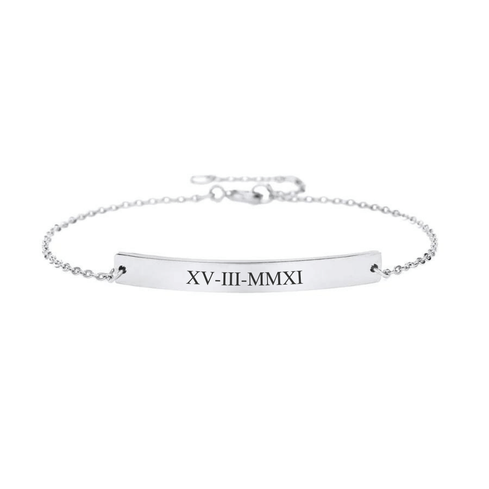 Engraved Ladies Bracelet with Roman Numerals