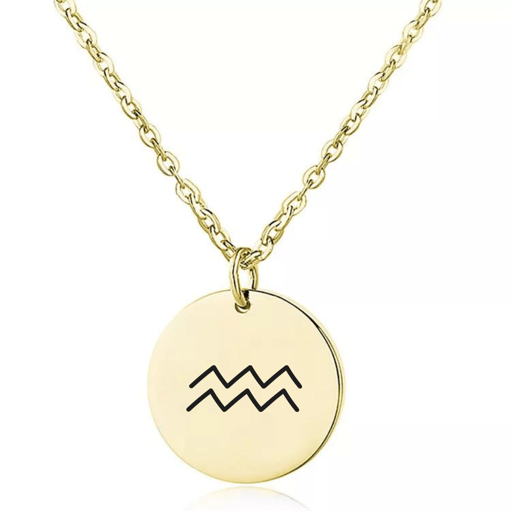 Engraved Zodiac Sign Coin Necklace