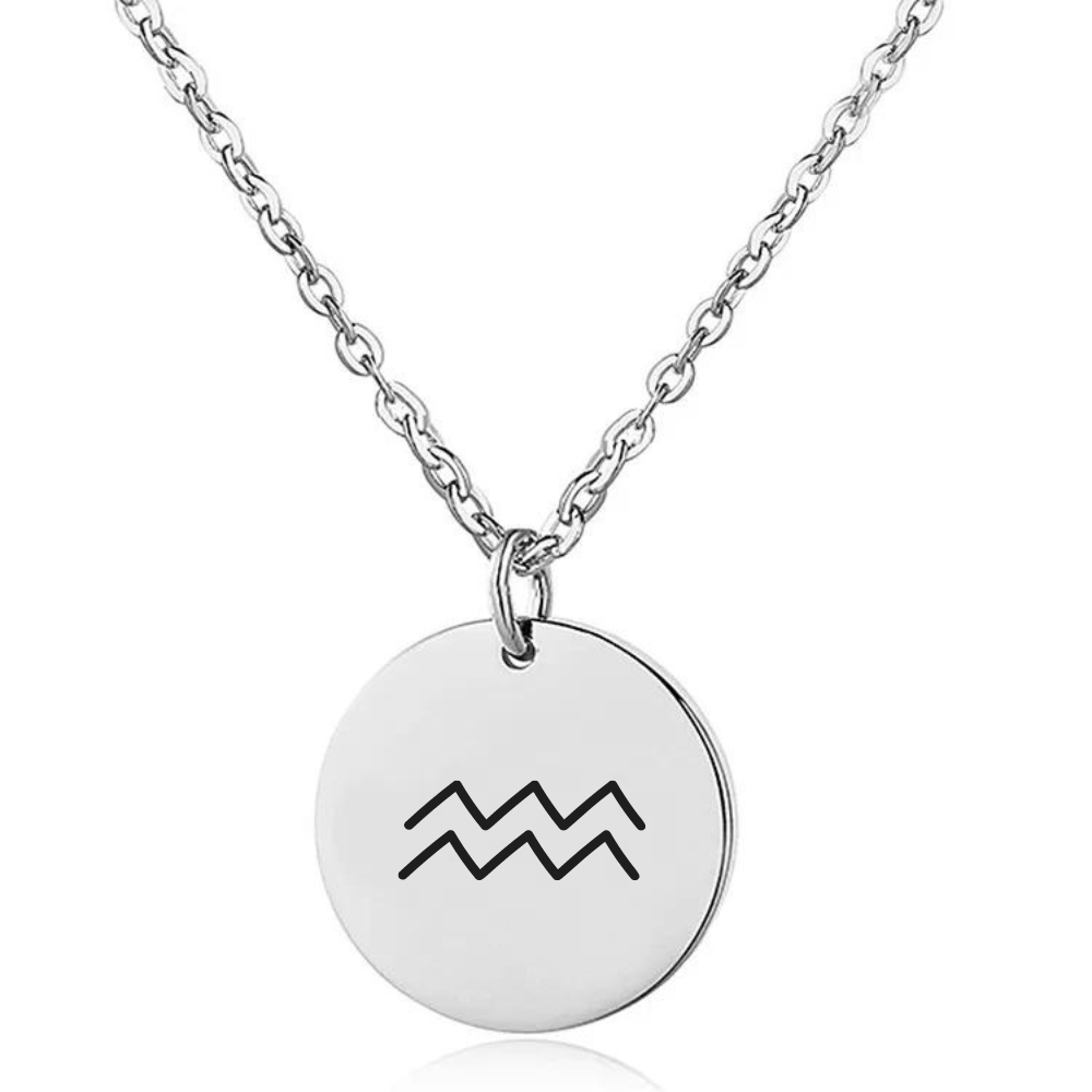 Engraved Zodiac Sign Coin Necklace