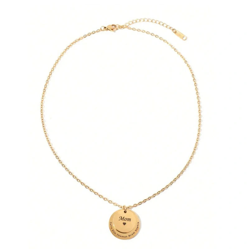 Personalized Double Layer Round Necklace with Names - Mother's Day Gifts