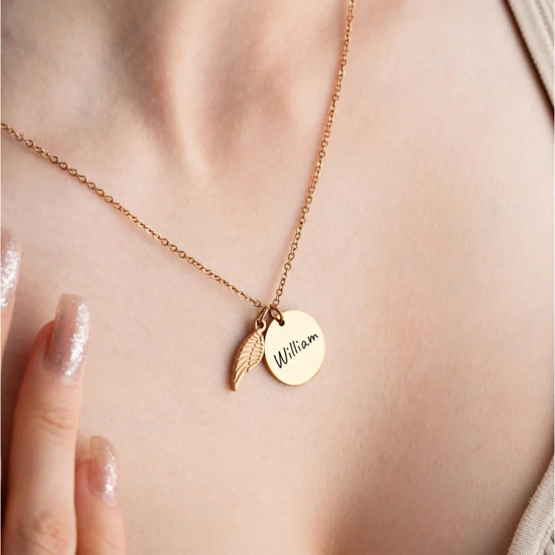 Personalized Angel Wing Necklace - Condolence Gift