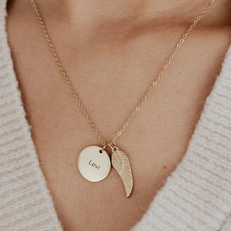 Personalized Angel Wing Necklace - Condolence Gift