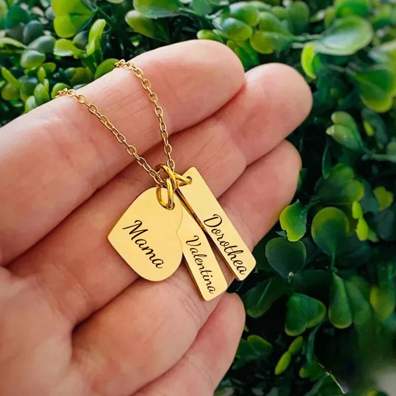 Personalized Heart Bar Name Necklace - Mother's Day Gifts