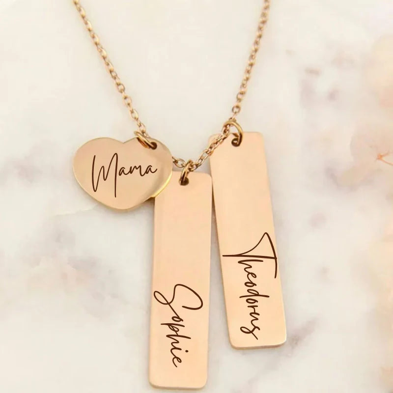 Personalized Heart Bar Name Necklace - Mother's Day Gifts
