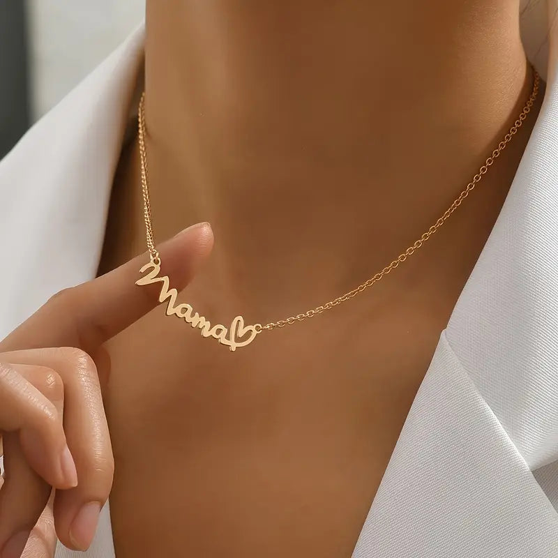 Personalized Heart Engraved Mom Letter Pendant Necklace - Mother's Day Gifts