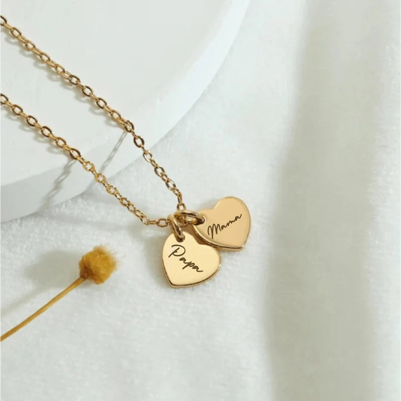 Personalized Heart Pendant Necklace with Names - Gifts for Her