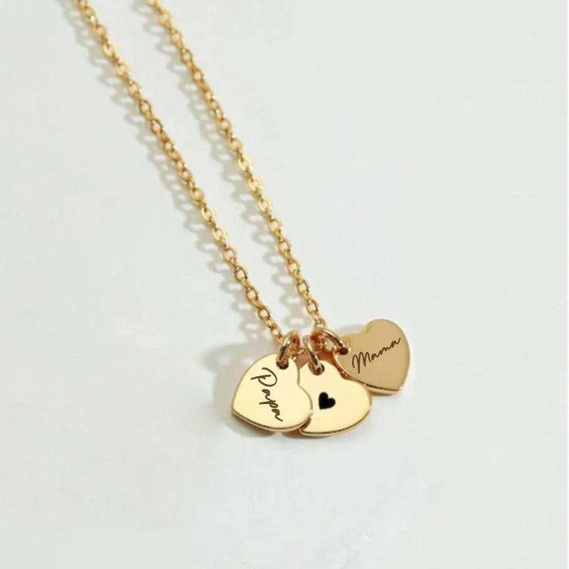 Personalized Heart Pendant Necklace with Names - Gifts for Her