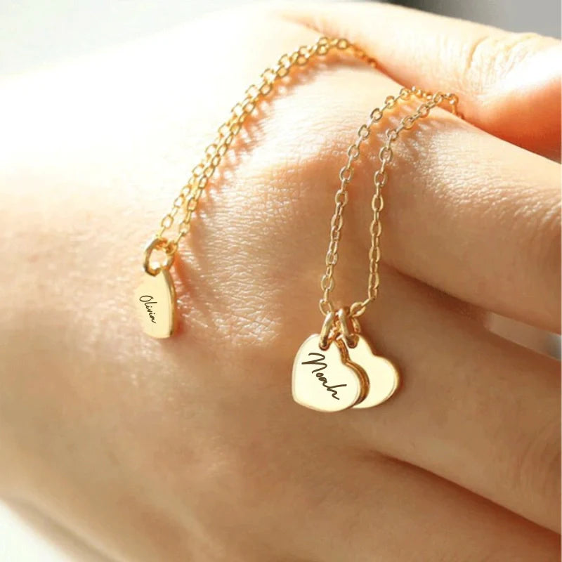 Personalized Heart Pendant Necklace with Names - Gifts for Her
