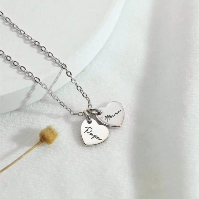 Personalized Heart Pendant Necklace with Names - Gifts for Her
