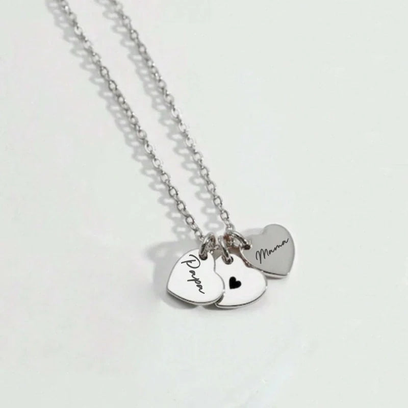Personalized Heart Pendant Necklace with Names - Gifts for Her