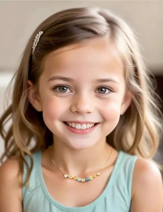 Personalized Beaded Heart Necklace for Kids