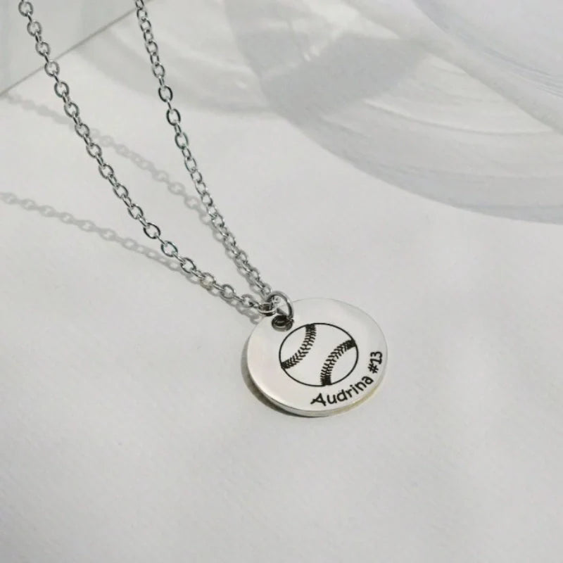 Personalized Name Engraved Sports Pendant Necklace - Boys Necklace