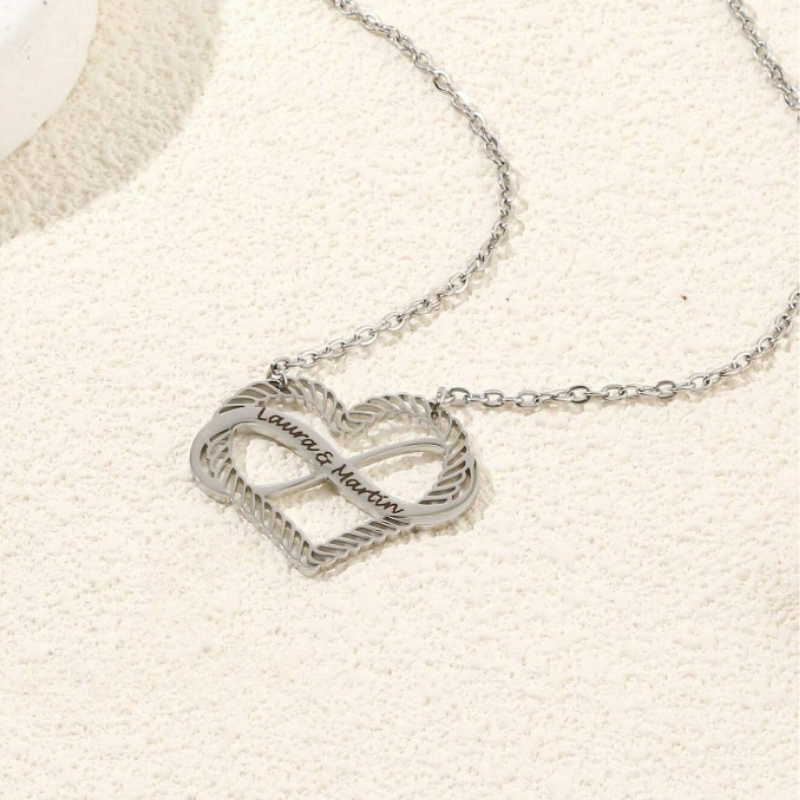 Personalized Infinite Loop Heart Necklace with Couple's Name - Jewelry for Couples