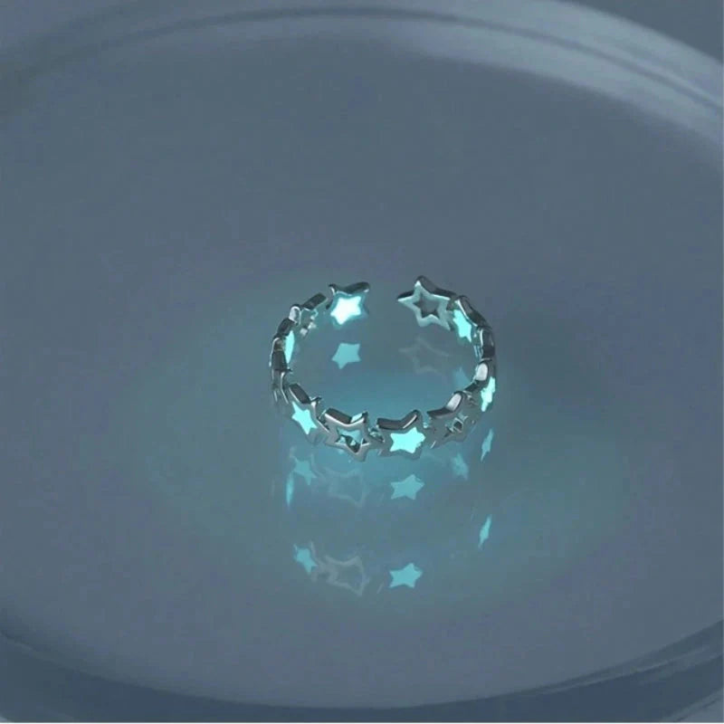 Glow-in-the-Dark Star & Heart Shaped Adjustable Rings for Kids