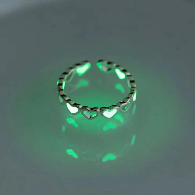 Glow-in-the-Dark Star & Heart Shaped Adjustable Rings for Kids
