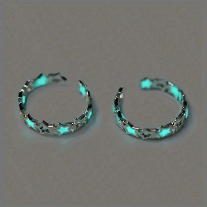 Glow-in-the-Dark Star & Heart Shaped Adjustable Rings for Kids