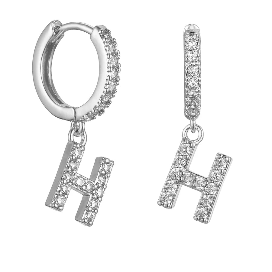 Letter Earrings 'Initial' with Zirconia