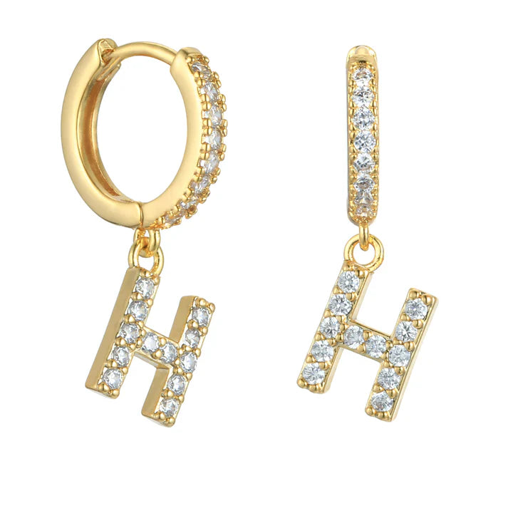 Letter Earrings 'Initial' with Zirconia