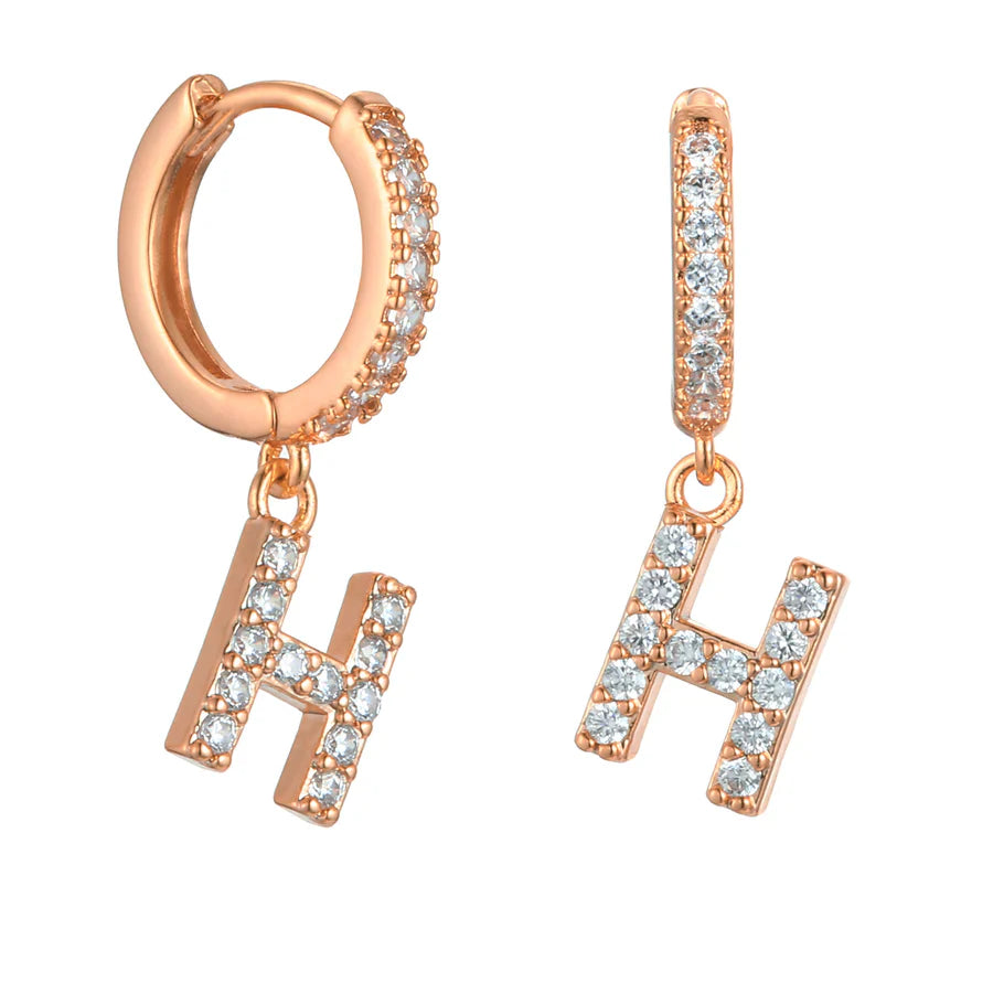 Letter Earrings 'Initial' with Zirconia