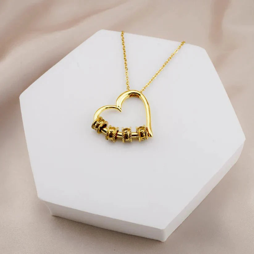 To My Wife - Engraved Family Heart Necklace
