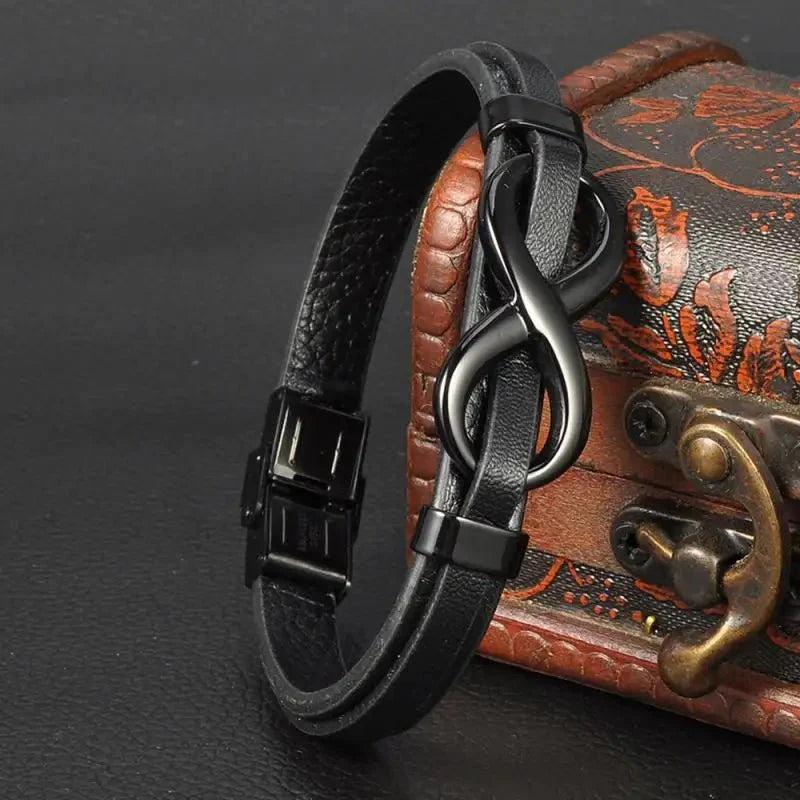To My Husband - I Love You; Forever - Infinity Leather Bracelet (19cm)