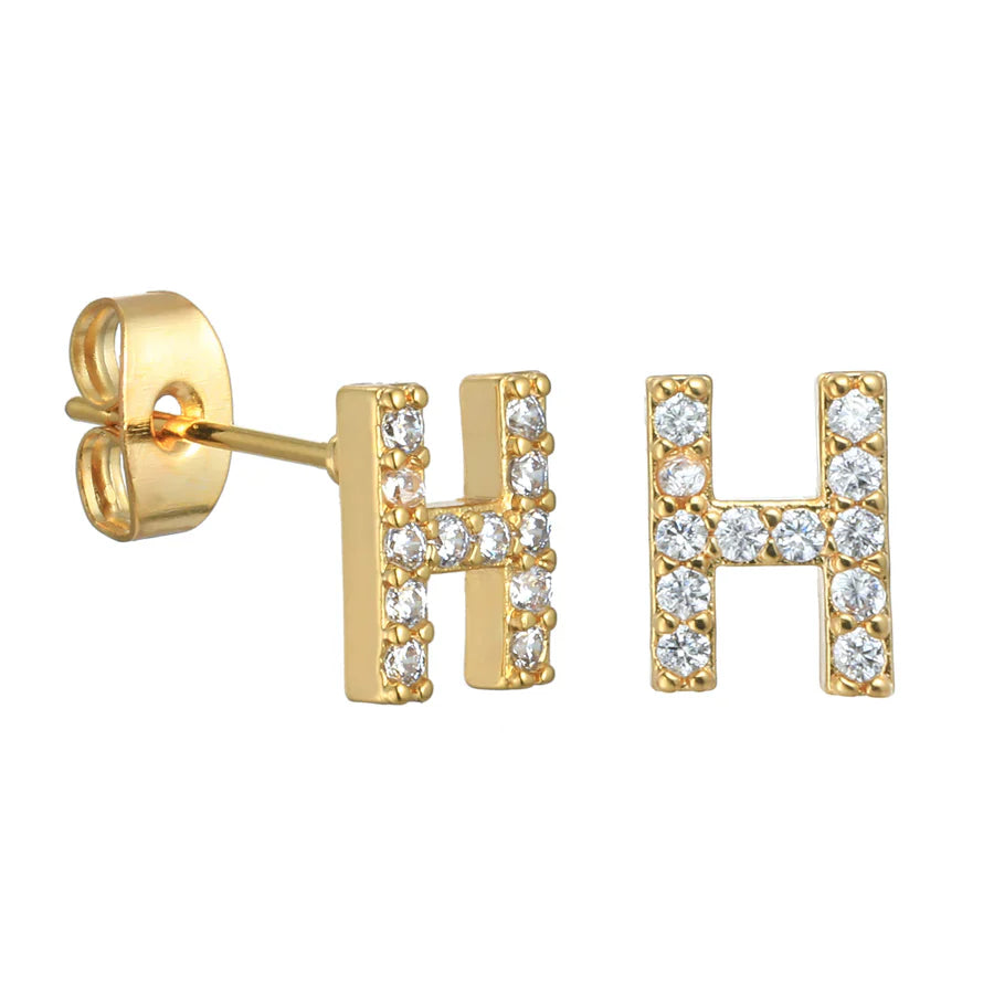 Letter Earrings 'Initial' with Zirconia