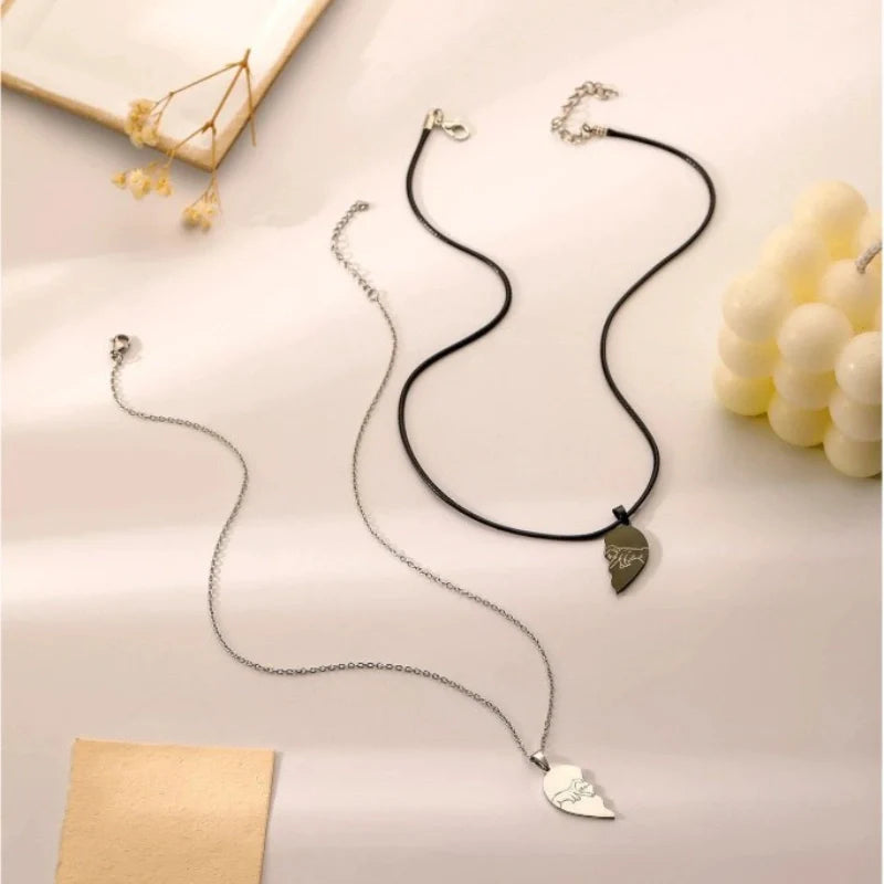 Personalized Two Hand Couples Heart Pendant Necklace - Jewelry for Couples