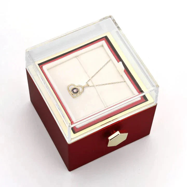 To My Mom - Eternal Rose Box - With Heart Photo Projection Necklace and Real Rose