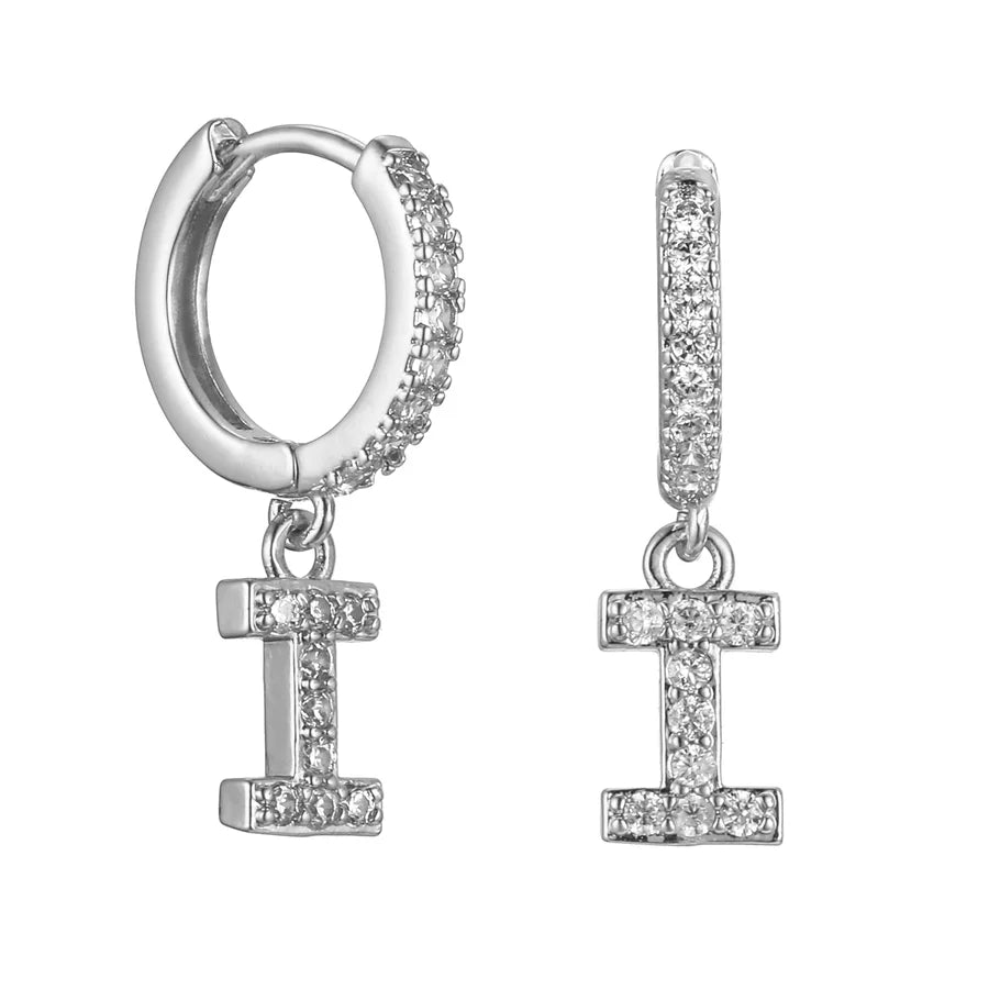 Letter Earrings 'Initial' with Zirconia