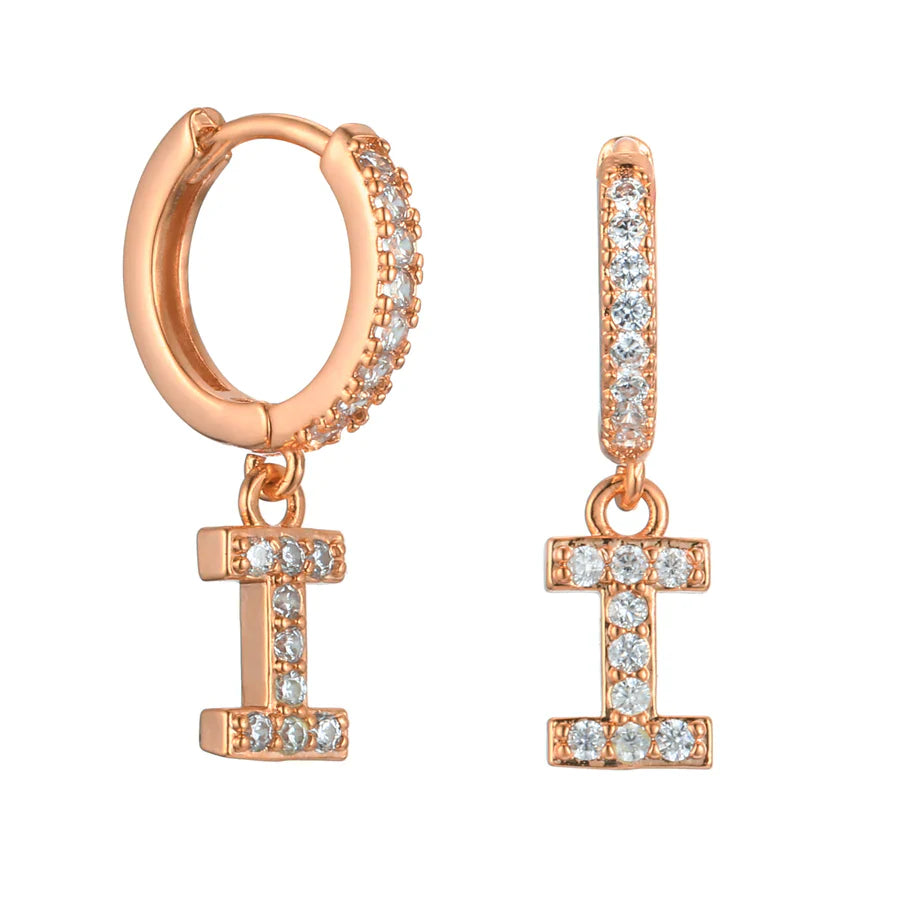 Letter Earrings 'Initial' with Zirconia