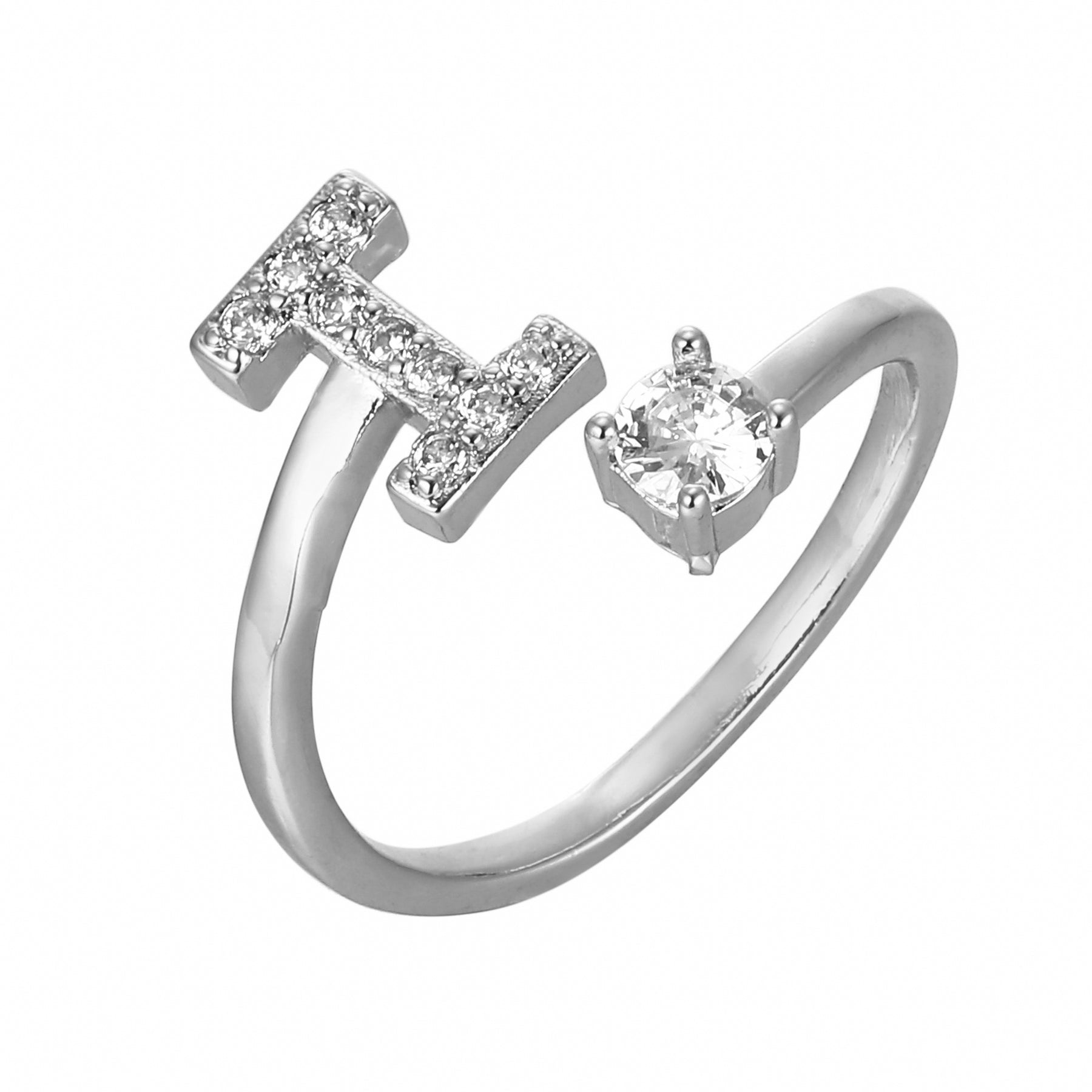 Letter Ring 'Initial' with Zirconia
