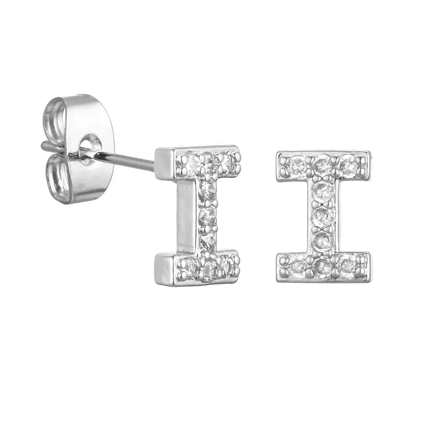 Letter Earrings 'Initial' with Zirconia