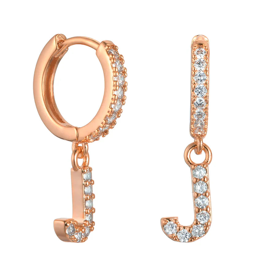 Letter Earrings 'Initial' with Zirconia