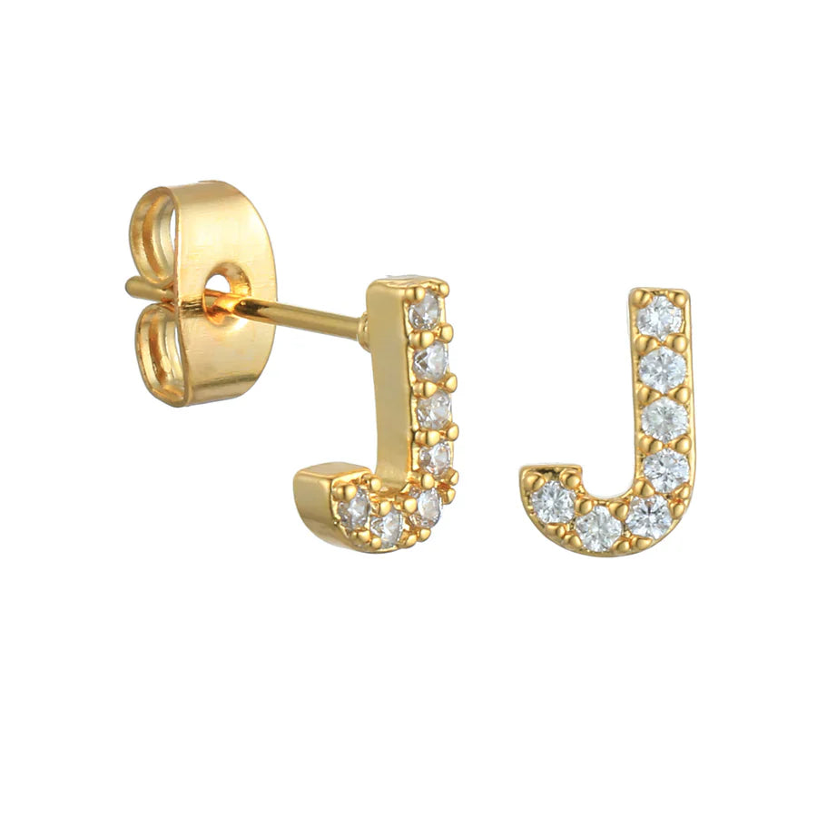 Letter Earrings 'Initial' with Zirconia
