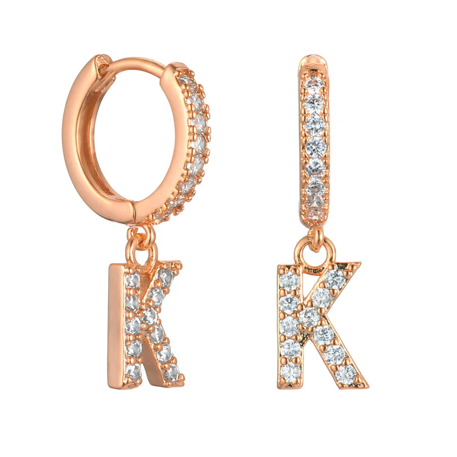 Letter Earrings 'Initial' with Zirconia