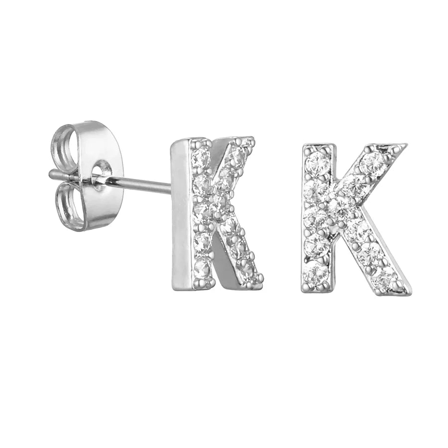 Letter Earrings 'Initial' with Zirconia