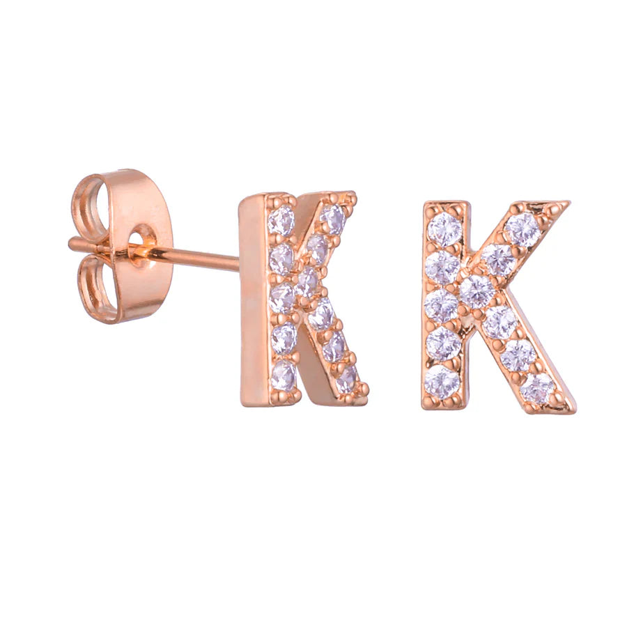 Letter Earrings 'Initial' with Zirconia