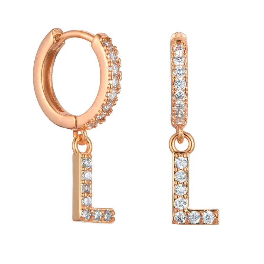 Letter Earrings 'Initial' with Zirconia