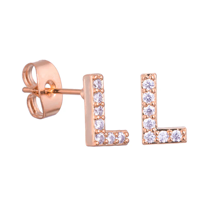 Letter Earrings 'Initial' with Zirconia