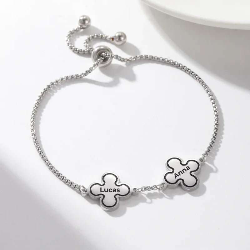 Luxury Four Leaf Clover Pendant Necklace with Names - Personalized Jewelry