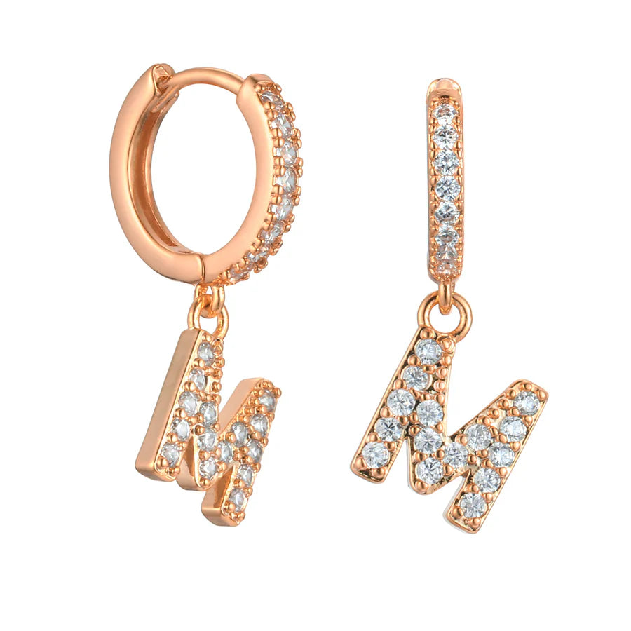Letter Earrings 'Initial' with Zirconia