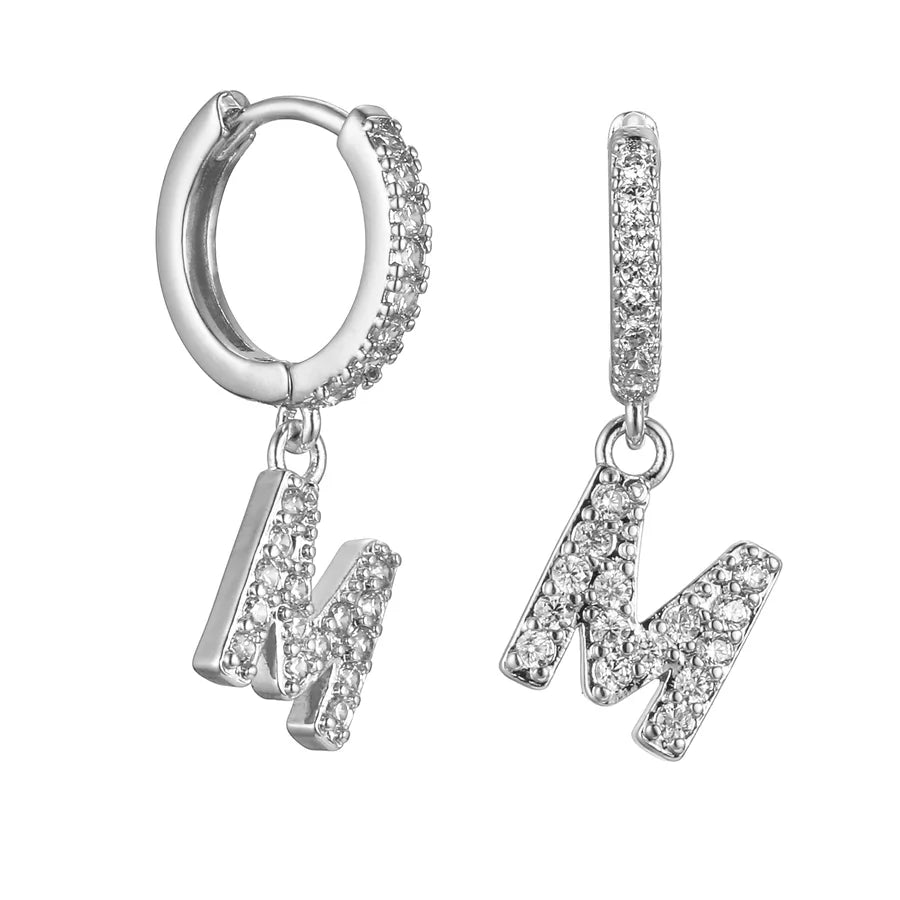 Letter Earrings 'Initial' with Zirconia