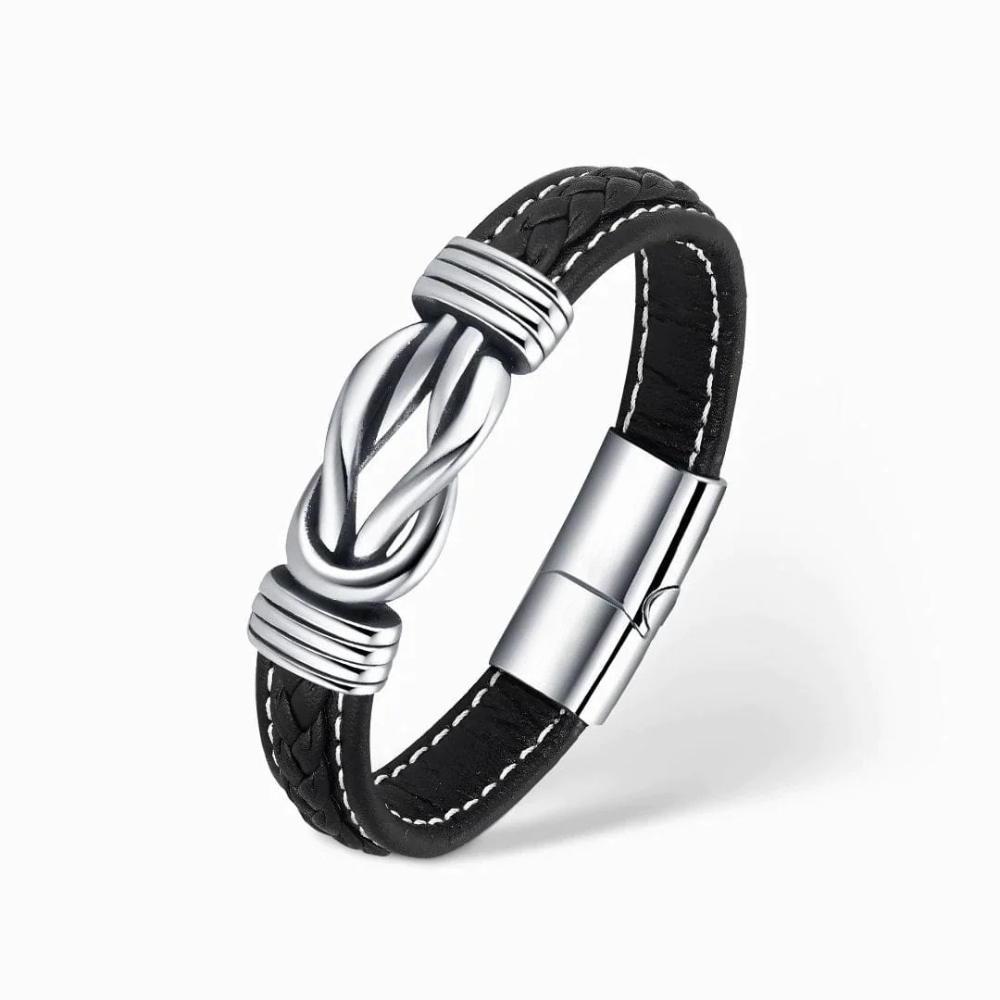“Mother and Son Forever Connected” Braided Leather Bracelet