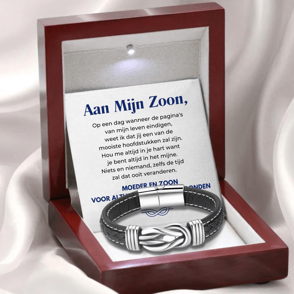 “Mother and Son Forever Connected” Braided Leather Bracelet