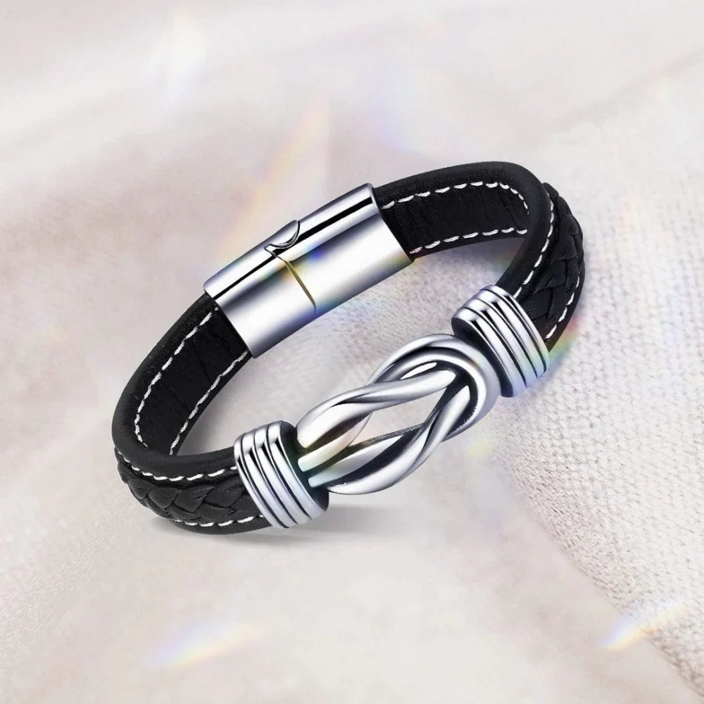 “Mother and Son Forever Connected” Braided Leather Bracelet
