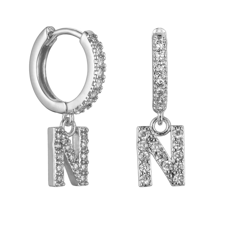 Letter Earrings 'Initial' with Zirconia