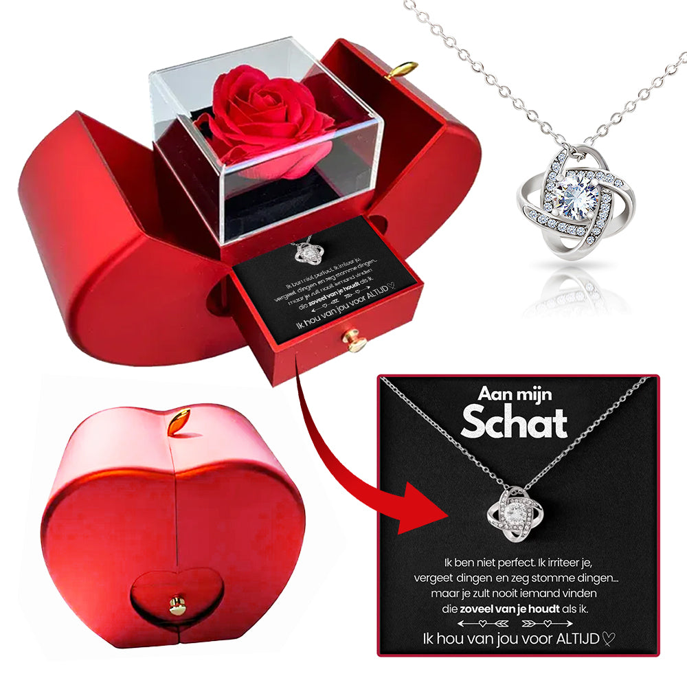 Eternal Rose Box - With Love Knot Necklace & Real Rose