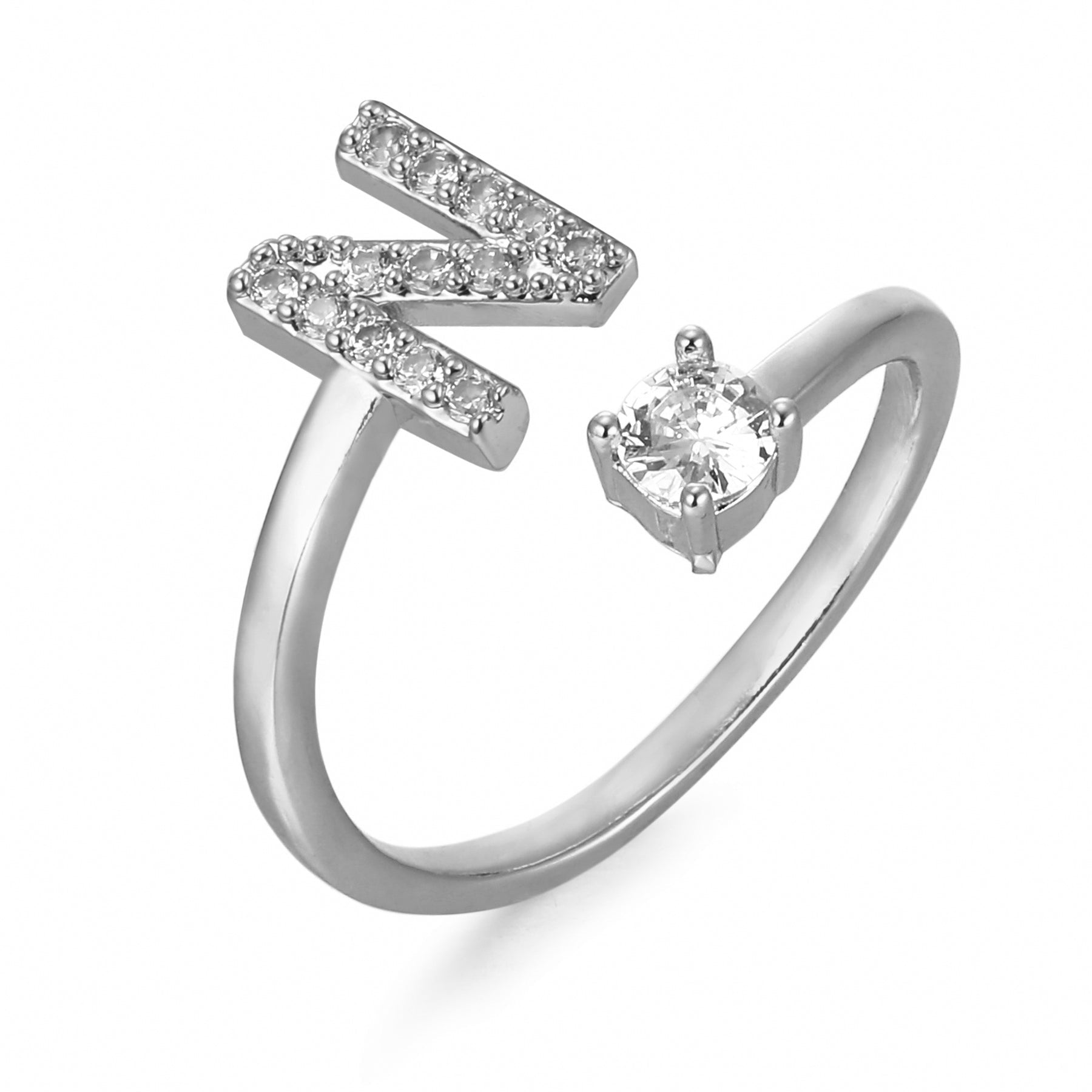 Letter Ring 'Initial' with Zirconia