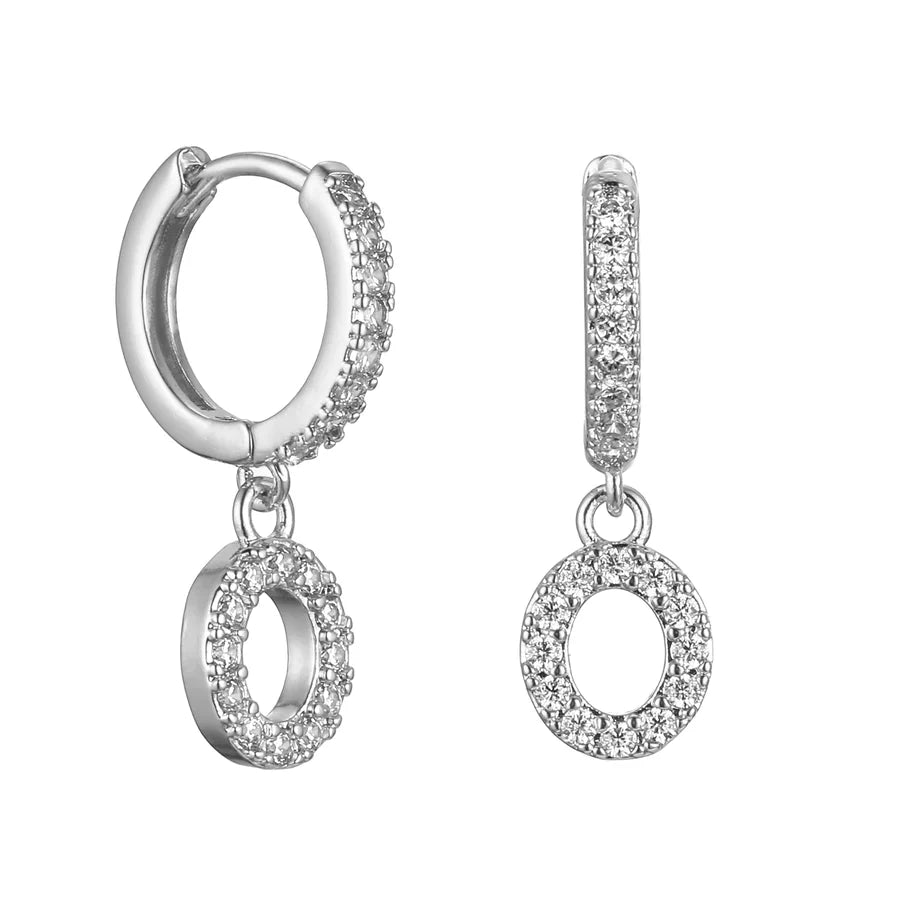 Letter Earrings 'Initial' with Zirconia