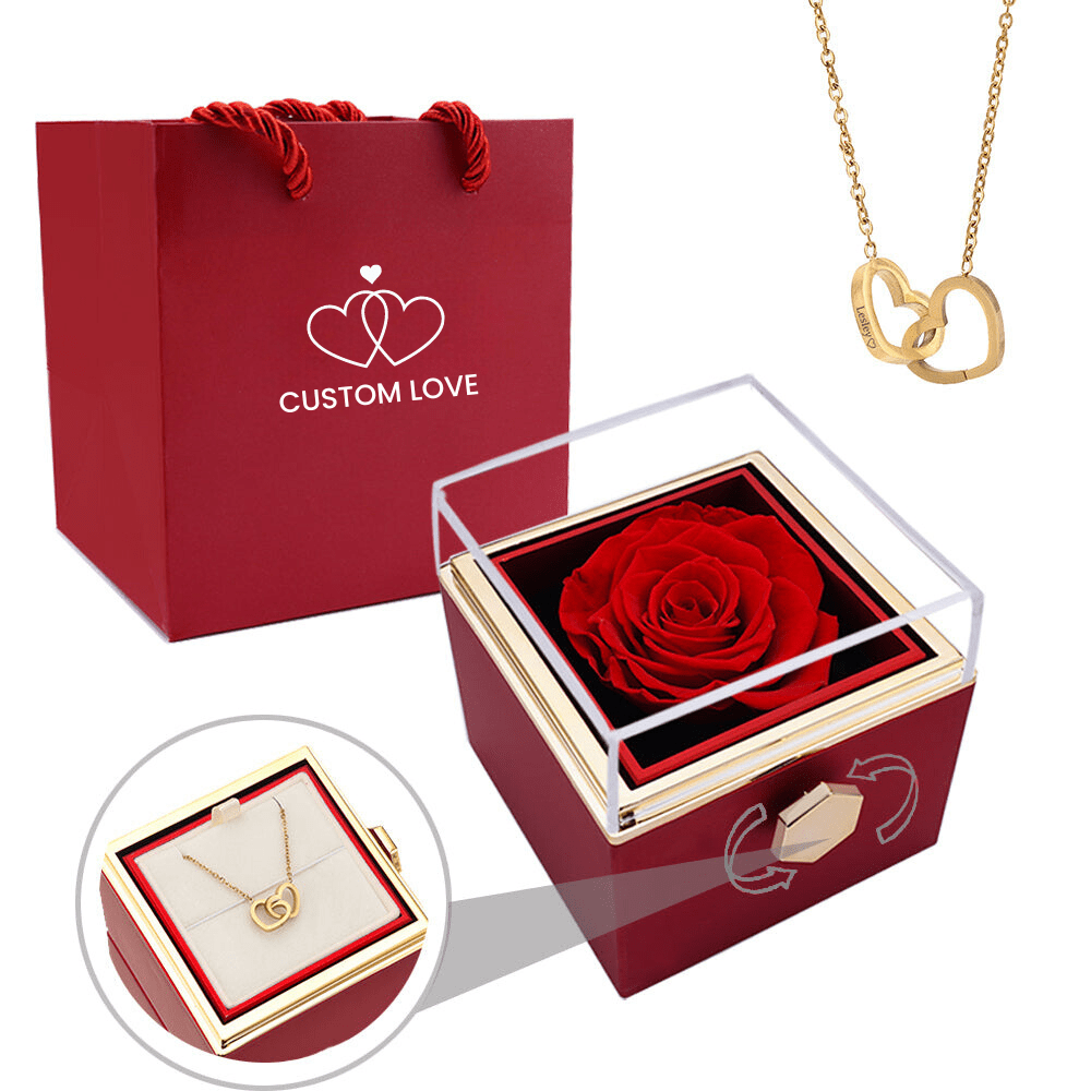 Eternal Rose Box - With Personalized Necklace & Real Rose